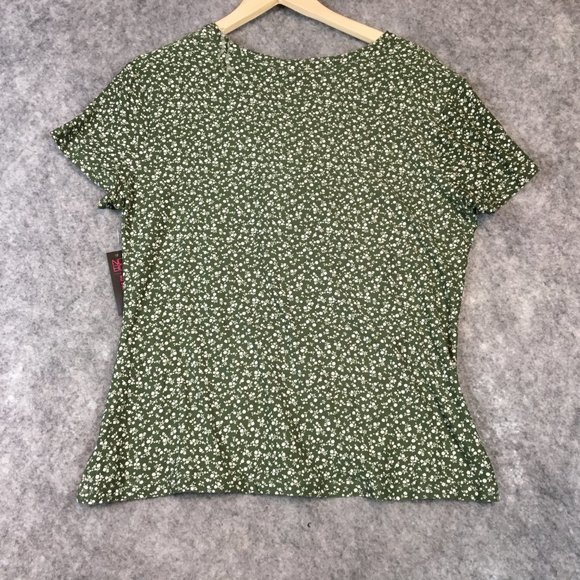 No Boundaries Top XXXL 21 Boho Cottagecore Green Ditsy Floral Print Cutout Front - Picture 14 of 15